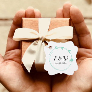 Etiquetas Para Lembrancinhas Seafoam Simples Monograma Correto