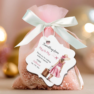 Etiquetas Para Lembrancinhas Senhorita Para Senhora Viagem Rosa Laço Vestido Ch