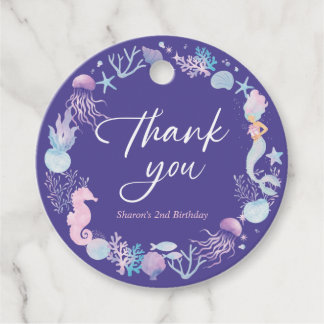 Etiquetas Para Lembrancinhas Sereia Aquática Sob O Mar Obrigado Roxo