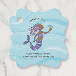 Etiquetas Para Lembrancinhas Sereia Roxa da Pele Escura com Tartaruga Marinha A