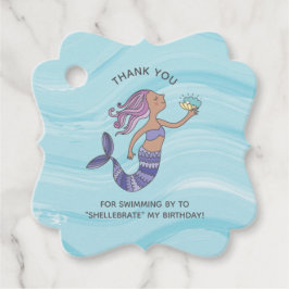 Etiquetas Para Lembrancinhas Sereia Roxa Tan com Tartaruga Marinha Aniversário