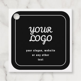 Etiquetas Para Lembrancinhas Seu logotipo e slogan ou outro texto Preto e bra