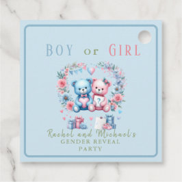 Etiquetas Para Lembrancinhas Sexo revela chá de fraldas Teddy Bear azul rosa 3 