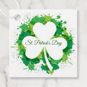 Etiquetas Para Lembrancinhas Shamrock branco com placas verdes