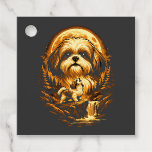 Etiquetas Para Lembrancinhas Shih Tzu Uivando para a Lua Cachorro Engraçado