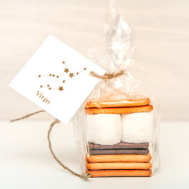 Etiquetas Para Lembrancinhas Símbolo Zodiano Moderno Dourado Virgo | Elemento T