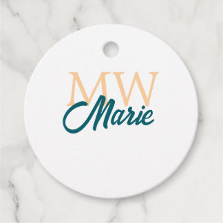 Etiquetas Para Lembrancinhas simple minimal add name monogram orange blue bold