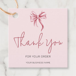 Etiquetas Para Lembrancinhas Simple Pink Bow Script Thank You Business 