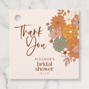 Etiquetas Para Lembrancinhas Simples Boho Retro Floral Chá de Noiva Nome Person