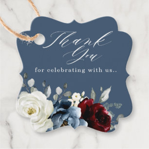 Etiquetas Para Lembrancinhas Slate Blue Burgundy White Ivory Floral Casamento F