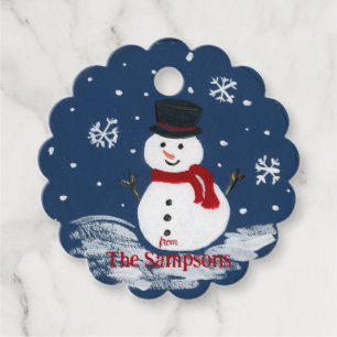 Etiquetas Para Lembrancinhas Snowman, pintado à mão, PERSONALIZE Round