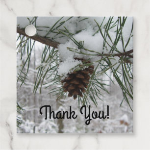 Etiquetas Para Lembrancinhas Snowy Pine Branch Winter Nature Fotografia