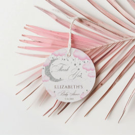 Etiquetas Para Lembrancinhas Sobre a Chá de fraldas da Garota Rosa-Rosa-Lua
