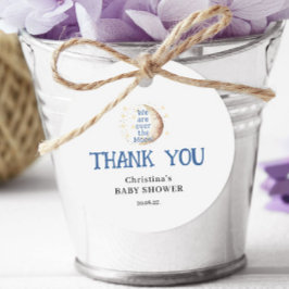 Etiquetas Para Lembrancinhas Sobre o Chá de fraldas da Lua de Um Menino Azul