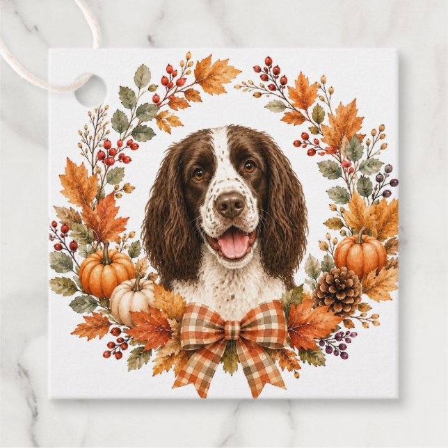 Etiquetas Para Lembrancinhas Springer Spaniel Outono (Frente)
