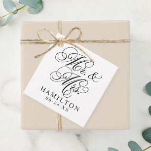 Etiquetas Para Lembrancinhas Sr. Preto Elegante e Monograma Personalizado da Sr