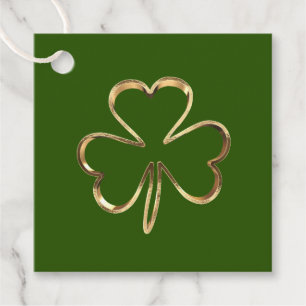 Etiquetas Para Lembrancinhas St. Patrick Verde e Dourado Trevo de Shamrock Irla