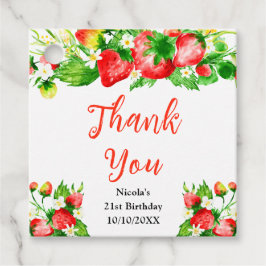 Etiquetas Para Lembrancinhas Strawberries and Daisies Birthday Thank You