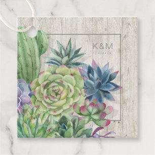 Etiquetas Para Lembrancinhas Succulents e beira de madeira rústica ID515 do