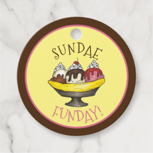 Etiquetas Para Lembrancinhas SUNDAE FUNDAY Banana Sorvete social