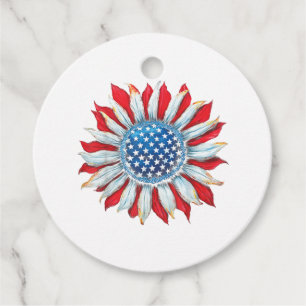 Etiquetas Para Lembrancinhas Sunflower American Flag 4 de julho Women Men Meri