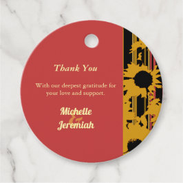 Etiquetas Para Lembrancinhas Sunflower Sunset Coral Modern Wedding Thank You 