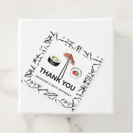 Etiquetas Para Lembrancinhas Sushi Birthday Personalizado Branco Negro
