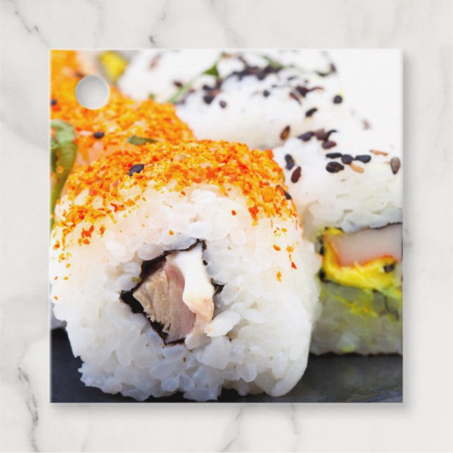 Etiquetas Para Lembrancinhas Sushi num prato (Frente)