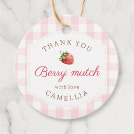 Etiquetas Para Lembrancinhas Sweet Strawberry Pink Gingham Obrigado