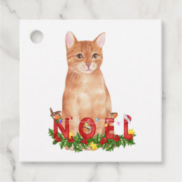 Etiquetas Para Lembrancinhas Tabby Cat Watercolor de Natal