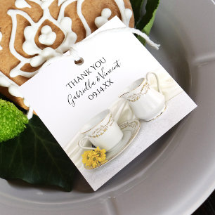 Etiquetas Para Lembrancinhas Taça de Chá com Casamento Amarelo de Daisies