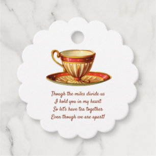 Etiquetas Para Lembrancinhas Taça Vermelha Editável De Chá Através De Milha