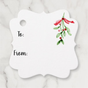 Etiquetas Para Lembrancinhas Tag do presente do Natal do visco da aguarela