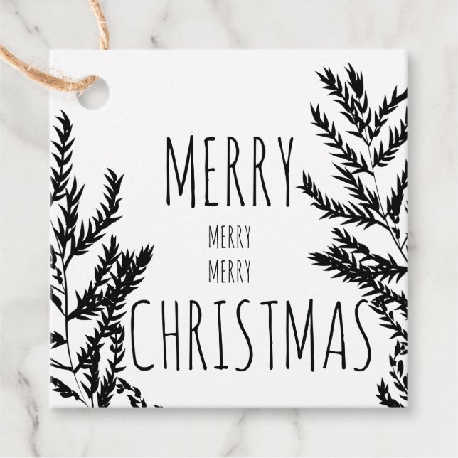 Etiquetas Para Lembrancinhas Tag Preta e Branca de Presente no Feliz Natal (Frente)