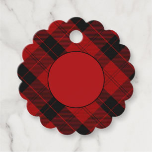 Etiquetas Para Lembrancinhas Tartan preto vermelho