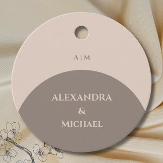 Etiquetas Para Lembrancinhas Taupe Monograma Japandi Casamento Obrigado