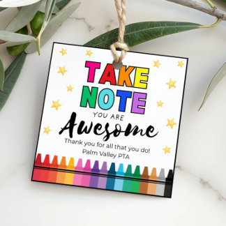 Etiquetas Para Lembrancinhas Teacher Appreciation Gift Tag "Take Note"