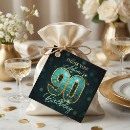 Etiquetas Para Lembrancinhas Teal and Gold Agate 90th Birthday Thank You