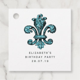 Etiquetas Para Lembrancinhas Teal Antigo - Fleur de Lis Turquesa