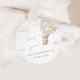 Etiquetas Para Lembrancinhas Teddy Bear com Balões Azuis Obrigado