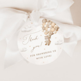 Etiquetas Para Lembrancinhas Teddy Bear com Balões Marrons Obrigado