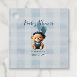 Etiquetas Para Lembrancinhas Teddy Bear Jean Chá de fraldas Blue