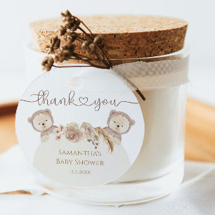 Etiquetas Para Lembrancinhas Teddy Bear Twins Chá de fraldas Boho Floral