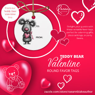 Etiquetas Para Lembrancinhas Teddy Bear Valentine Round Favor Tags