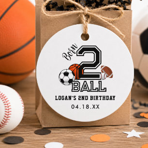 Etiquetas Para Lembrancinhas Tema de esportes Born 2 Ball para festa de 2 anos