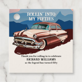 Etiquetas Para Lembrancinhas Tema do Carro Clássico Retro viagem 50º Aniversári