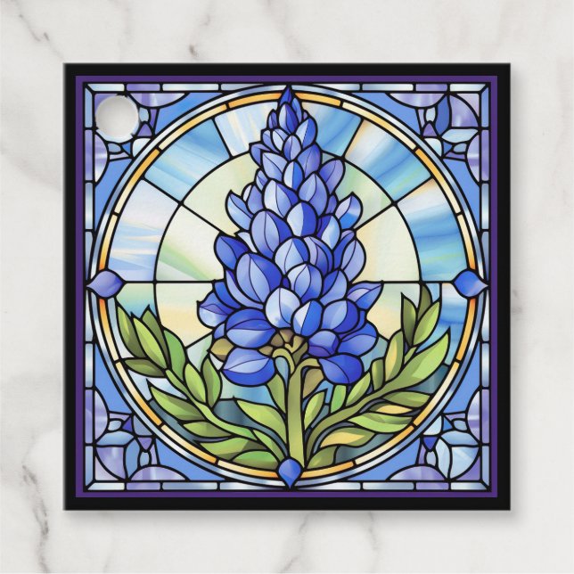 Etiquetas Para Lembrancinhas Texas Bluebonnet StainGlass (Frente)