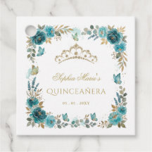 Tiara Floral Borboleta Azul Dourado Quinceañera