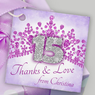 Etiquetas Para Lembrancinhas Tiara Quinceanera, Roxo e Rosa, Estimulante