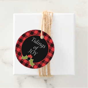 Etiquetas Para Lembrancinhas Tidings of Joy Xadrez de búfalo Presente de Na